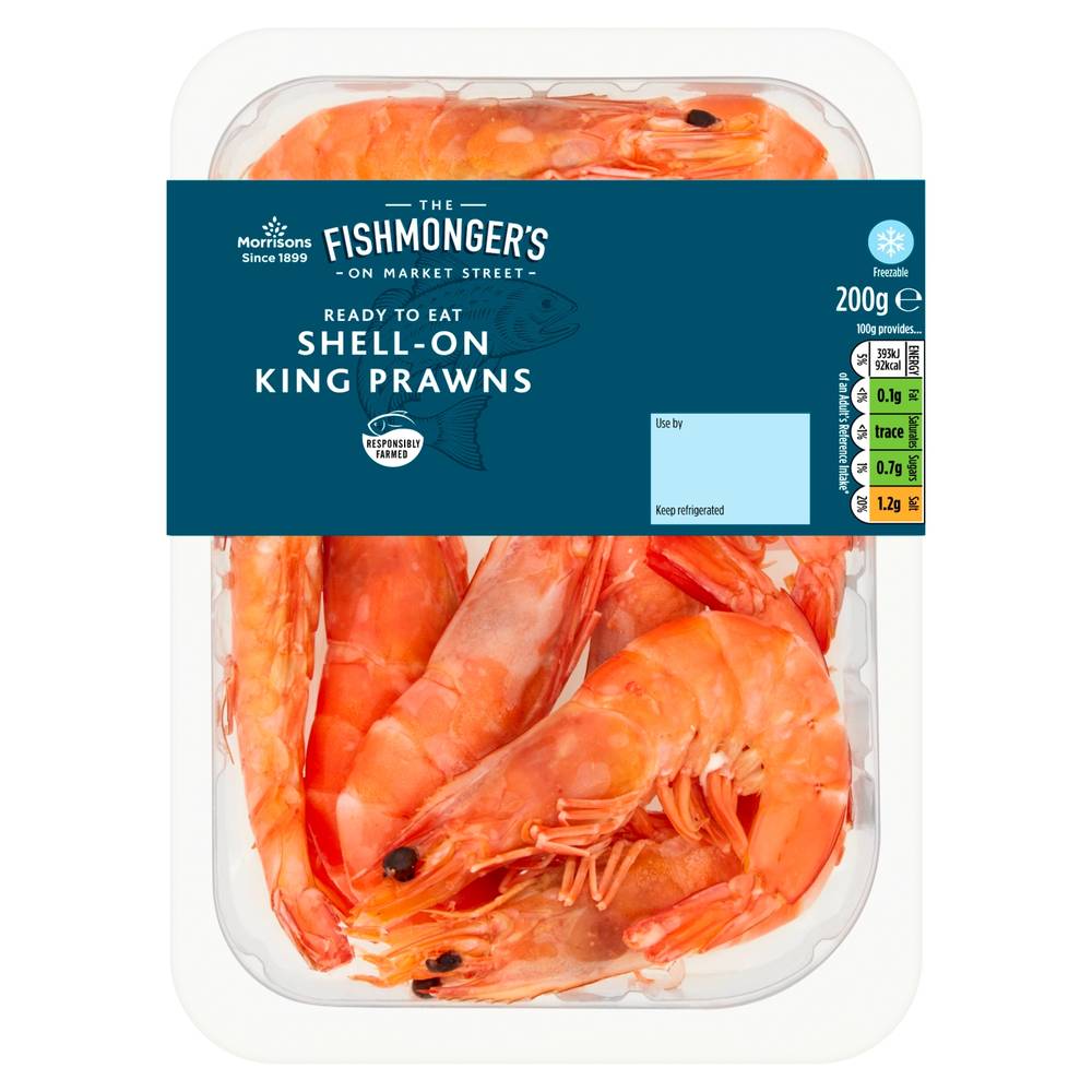 Morrisons King, The Fishmonger's on Market Street Shell-On Prawns (200g)