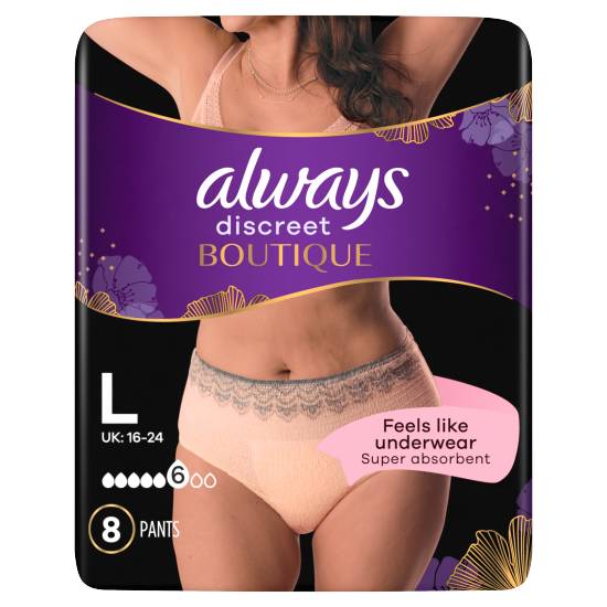 Always Discreet Boutique Underwear Incontinence Pants Plus L Peach Beige X 8