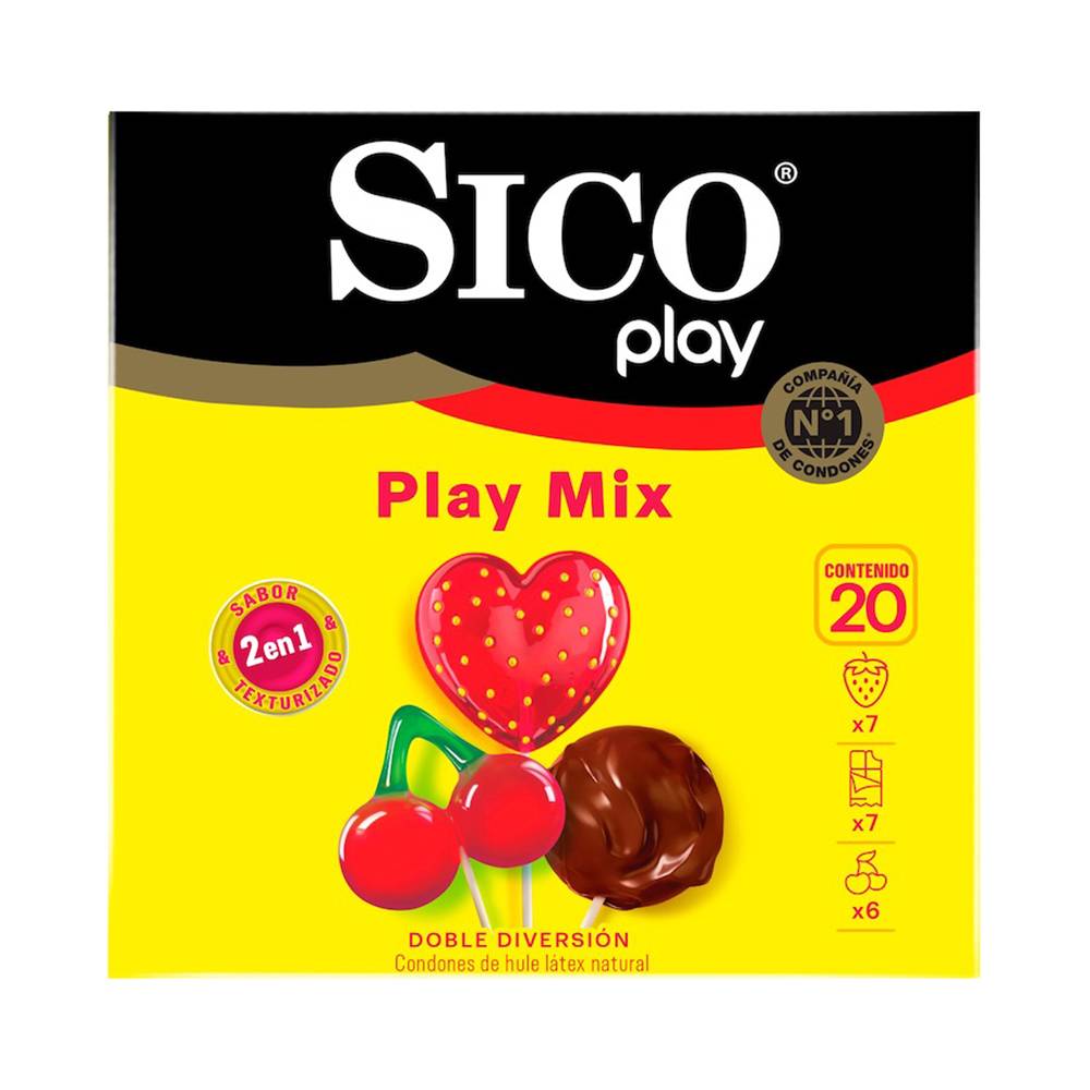 Sico condones play mix sabores (caja 20 piezas)