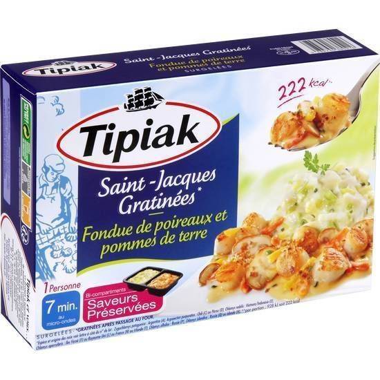Saint-jacques gratinées*-fondue de poireaux et pommes de terre, surgelées - tipiak - 310g
