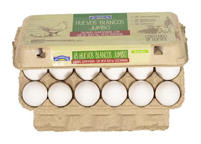 Hill Country Fare · Huevos blancos jumbo (18 un)