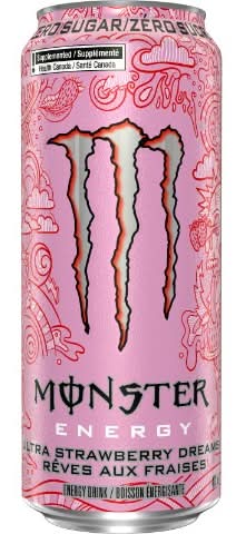Monster Energy Zero Sugar Energy Drink, Ultra Strawberry Dreams (473 ml)
