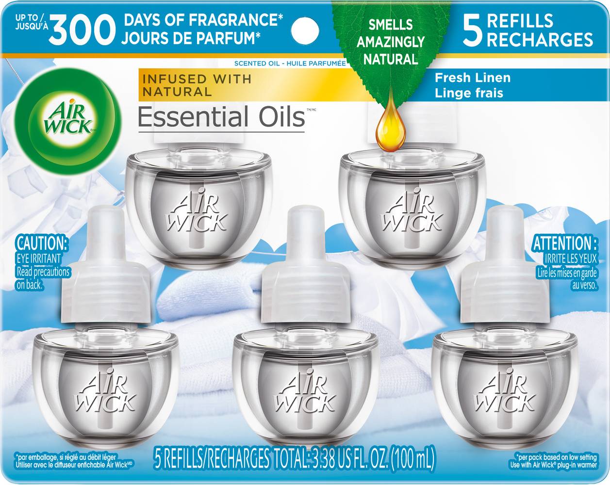 Air Wick Essential Oils Fresh Linen Scented Oil Refills (5 ct )