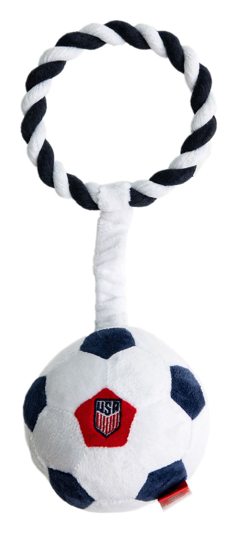 U.S. Soccer Ball Plush With Rope Dog Toy (Color: White)