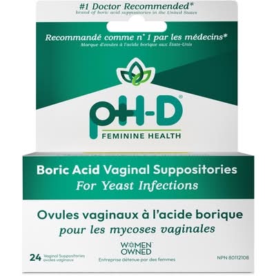 pH-D Feminine Health Boric Acid Vaginal Suppositories 600 mg (24 ct)