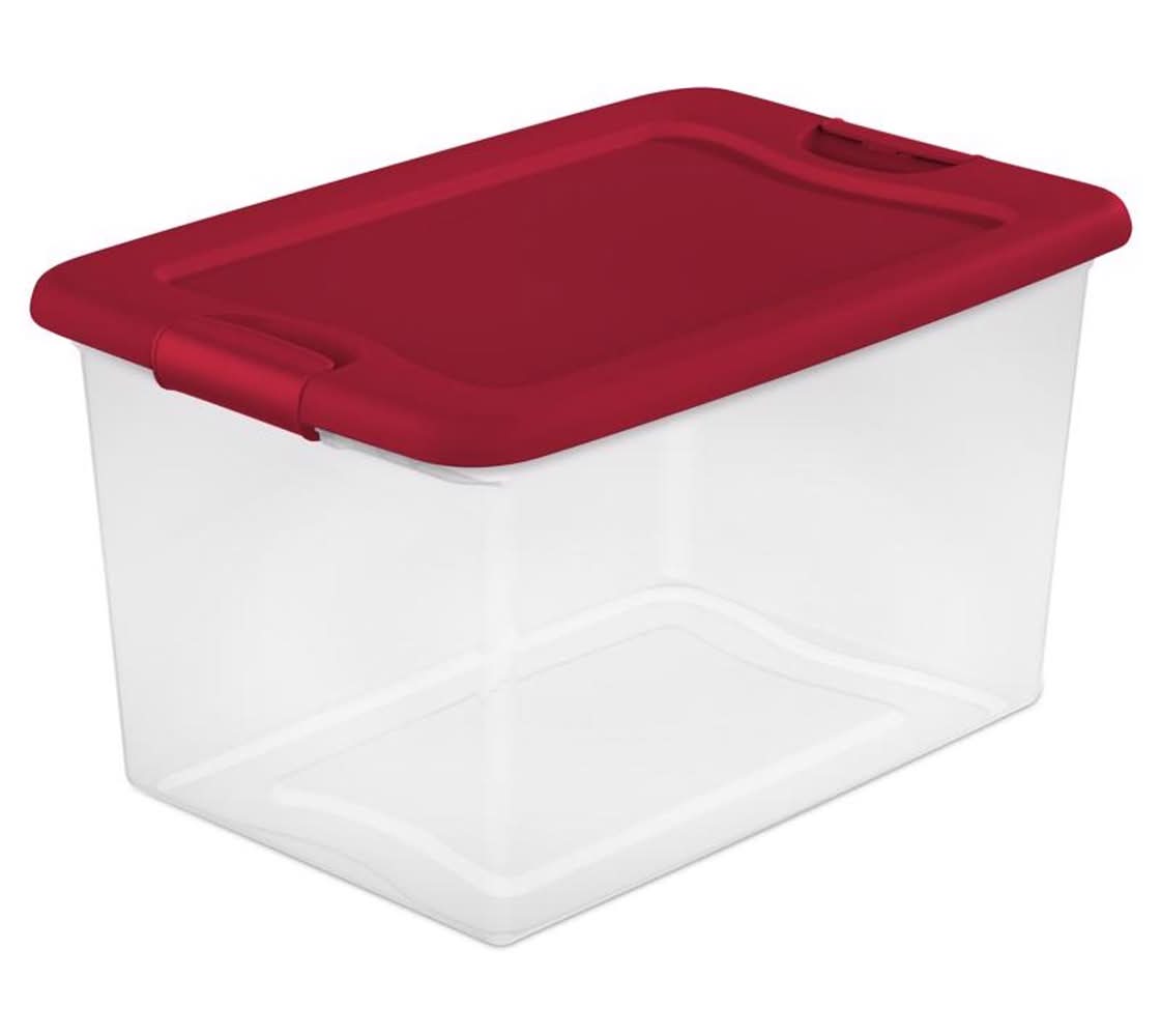 Sterilite 64 Qt Clear/Red Latching Storage Box 13.5 In. H X 23.75 In. W X 16 In. D
