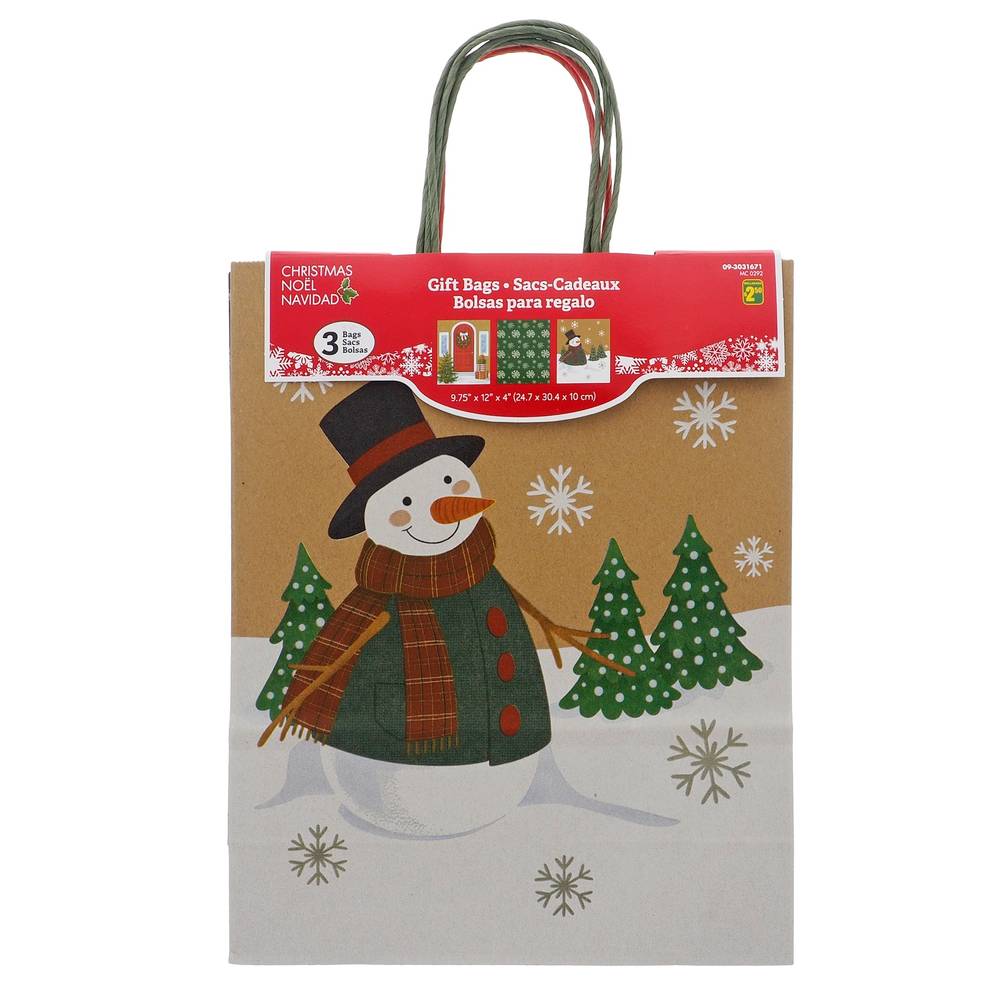 Xmas-Large Printed Craft Gift Bag 3un