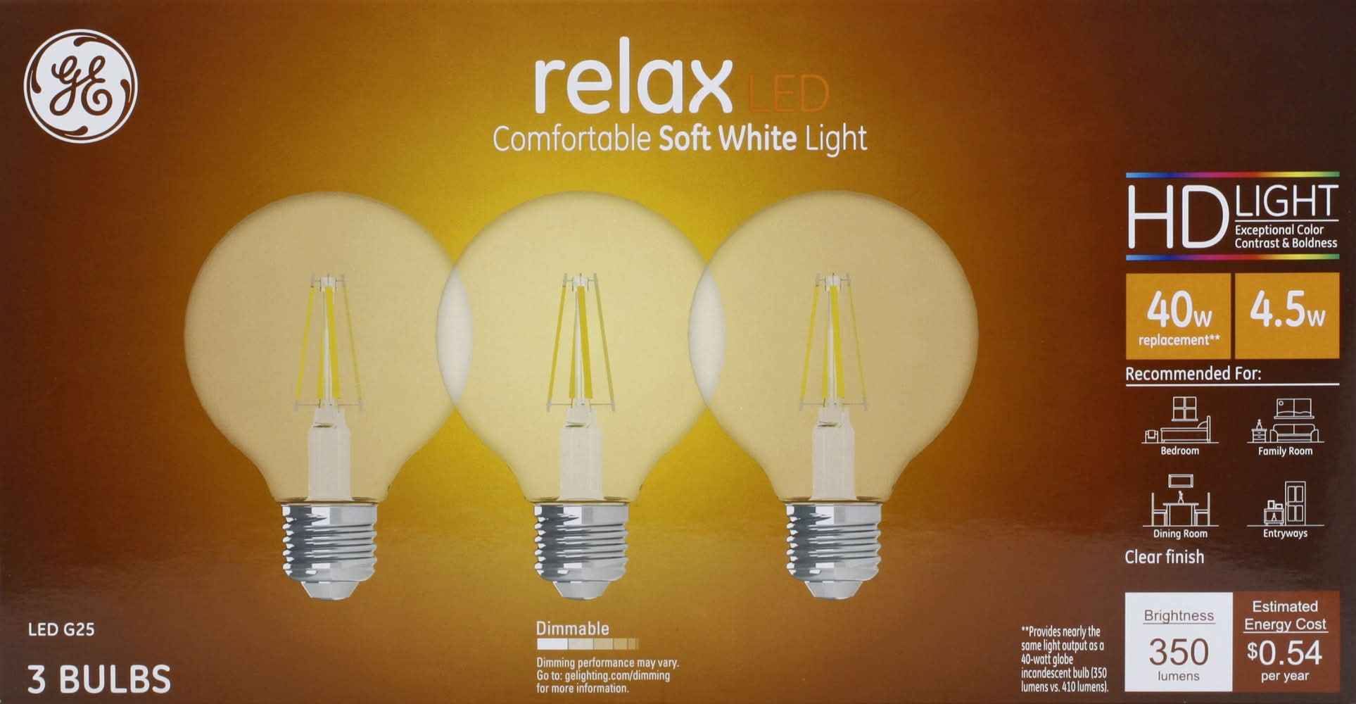 General Electric Relax Led 4.5w Soft White Light Bulbs