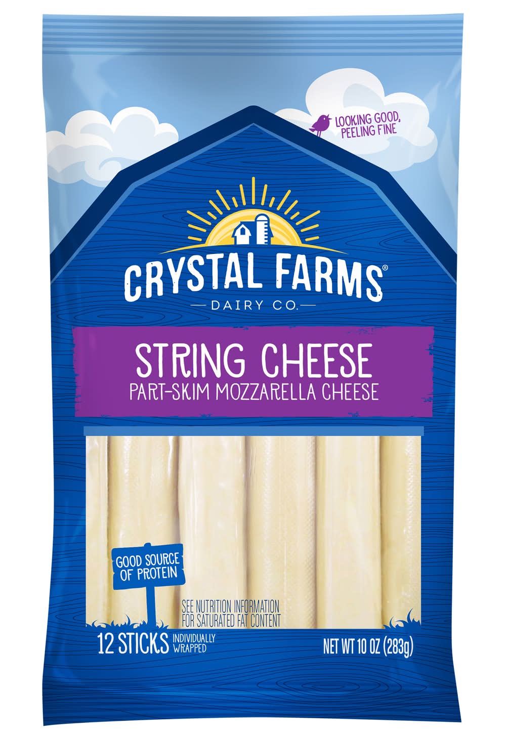 Crystal Farms Wisconsin Natural String Mozzarella Cheese (10 oz, 12 ct)