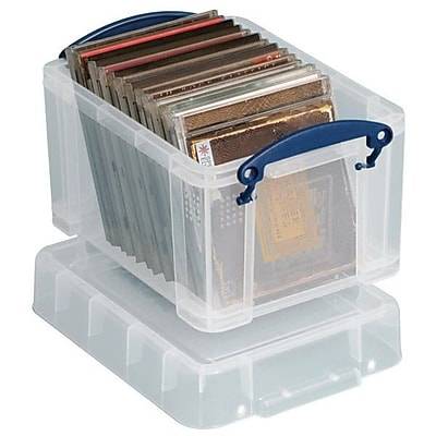 Really Useful Boxes Plastic Storage Container With Built-In Handles and Snap Lid, 3 Liters, Blue