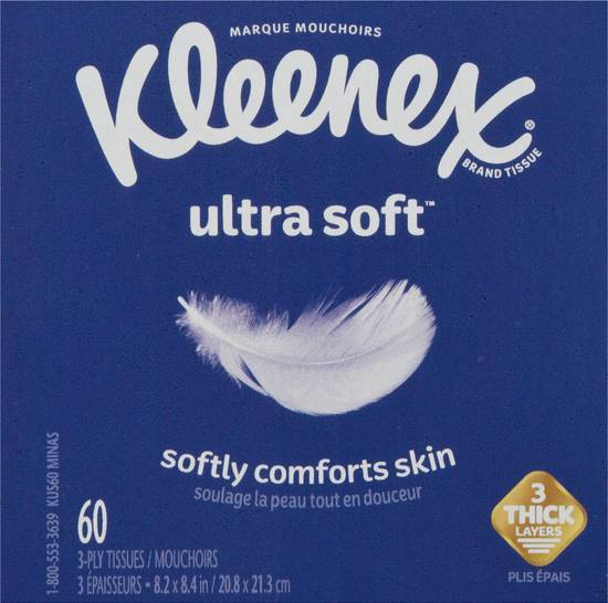 Kleenex Ultra Soft 3-ply Facial Tissues (60 ct)