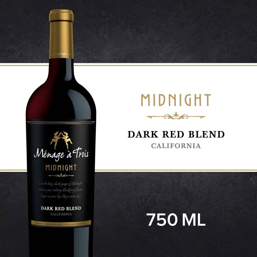 Ménage à Trois Midnight Dark Red Blend Wine, 2018 (750 ml)