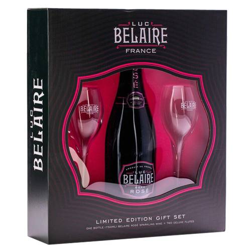 Luc Belaire Rare Sparkling Rose Champagne With 2 Flutes (750ml bottle)