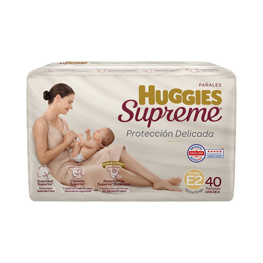 Huggies · Pañales supreme, unisex, Etapa 2 (40 un)