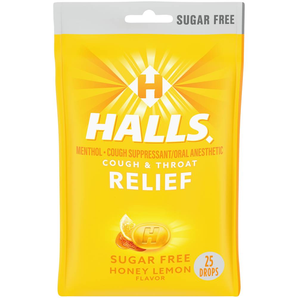 Halls Sugar Free Honey Lemon Cough Suppressant Drops (3.2 oz)