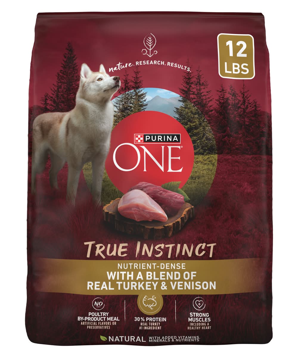 Purina One True Instinct Nutrient-Dense With a Blend Dry Dog Food, Real Turkey and Venison (12 lbs)