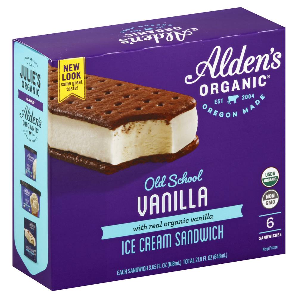 Alden's Organic Vanilla Ice Cream Sandwich (21.9 fl oz, 6 ct)