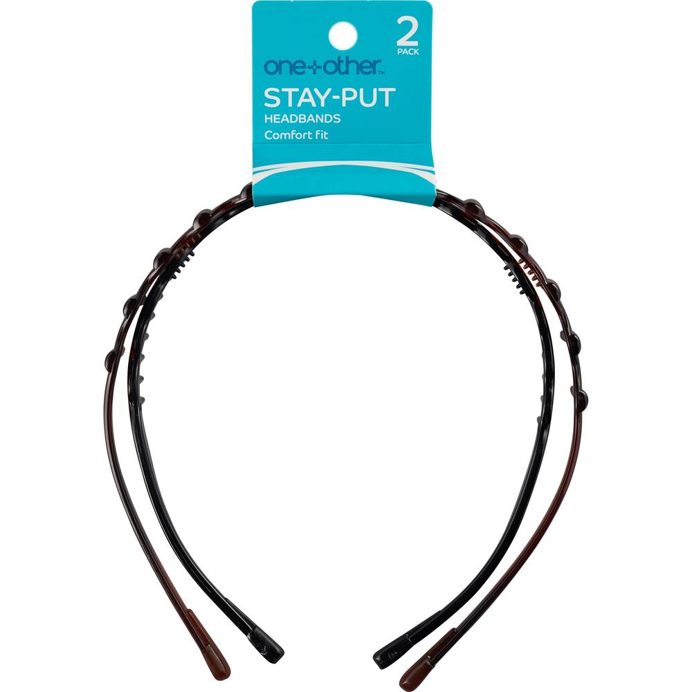 one+other Stay Put Headbands, Black/Brown, 2CT