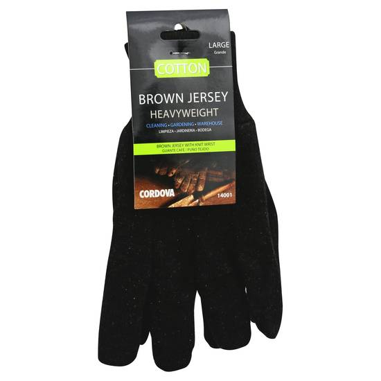 Cordova Large Brown Jersey Heavyweight Cotton Gloves (1 pair)