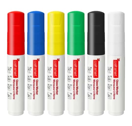 Craft Smart Primary 3-in-1 Nib Glass Markers Set, Assorted (6 ct)