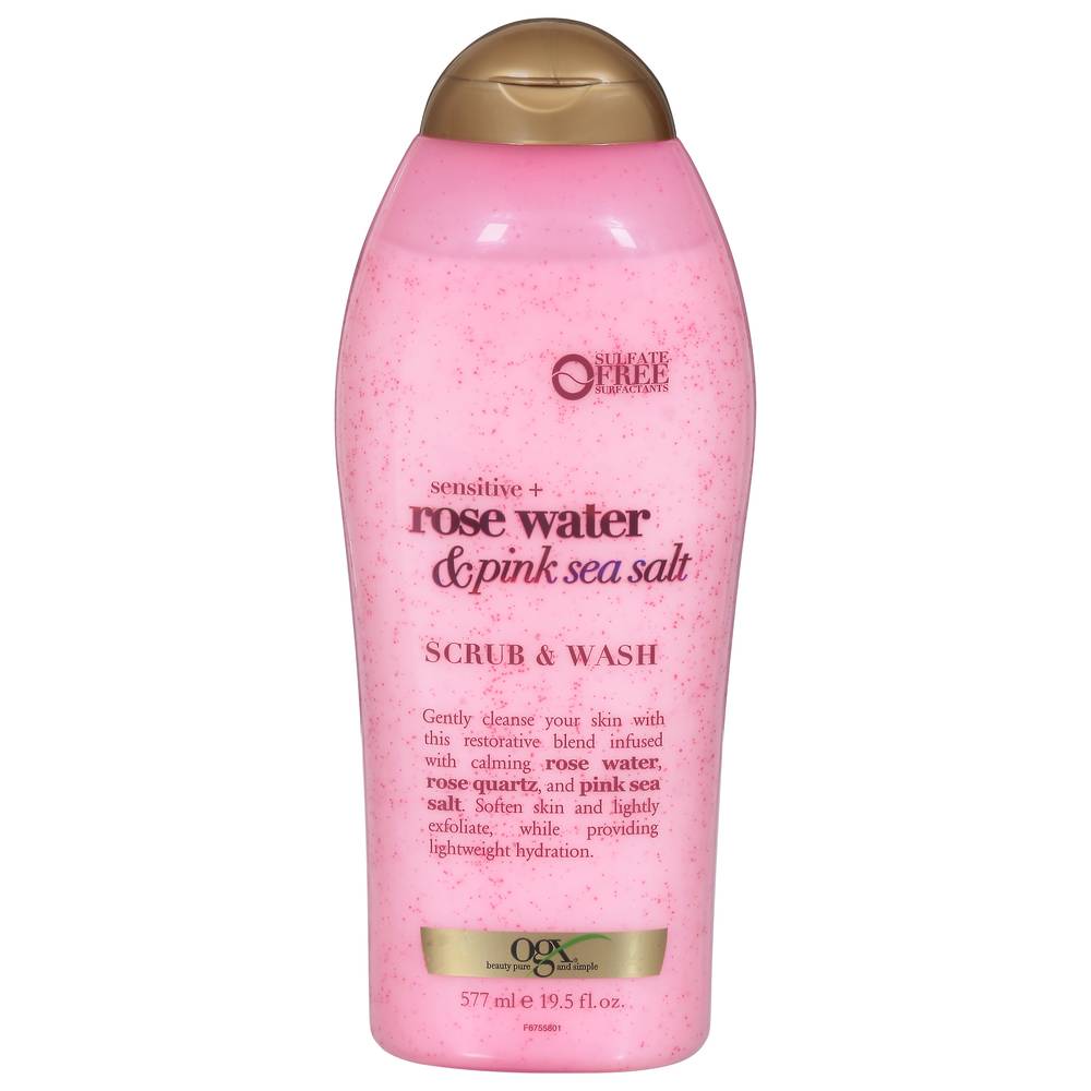 OGX Rose Water & Pink Sea Salt Scrub & Body Wash (19.5 fl oz)