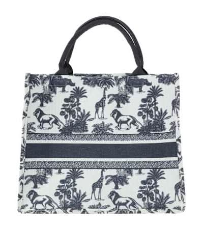 Floral Statement Tote Bag Navy