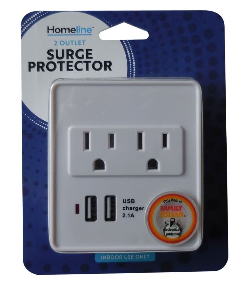 Homeline 2 Outlet Surge Protector With Usb Ports, White