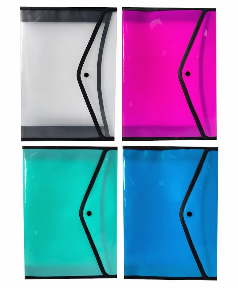 Plastic & Nylon File Folders With Snap Closures, 13x9.5 in