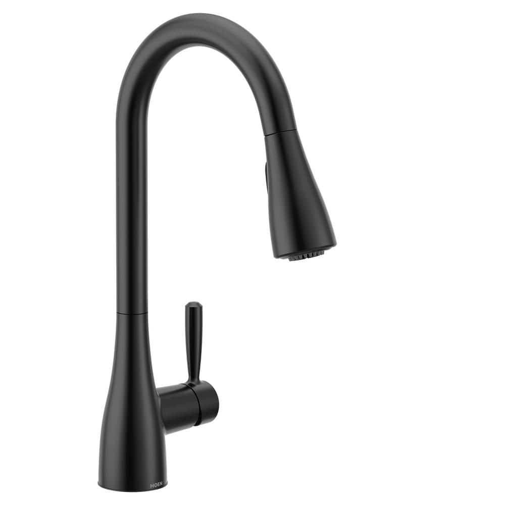 Moen Doherty Single Handle Pull-Down Sprayer Kitchen Faucet With Power Clean And Reflex In Matte Black