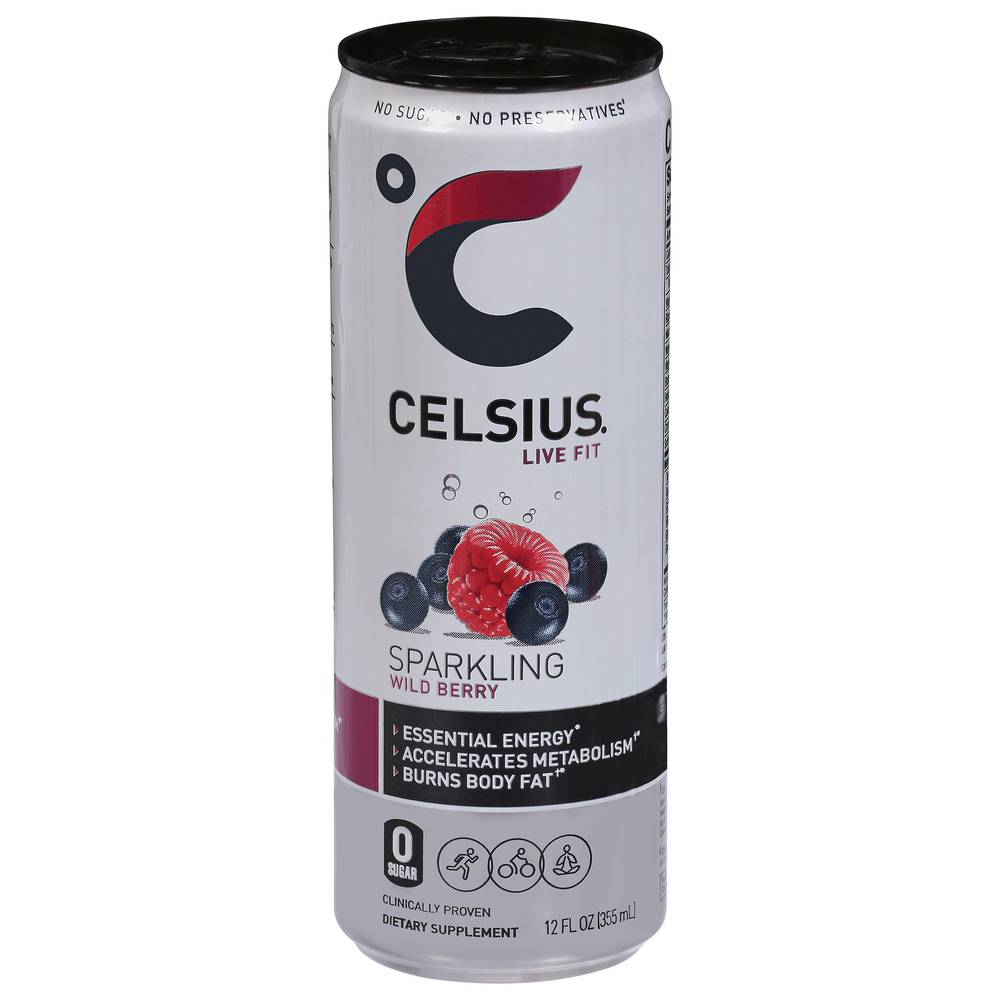 Celsius Sparkling Energy Drink, Wild Berry (12 fl oz)