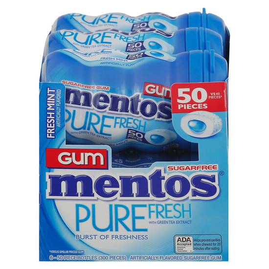 Mentos Pure Fresh Sugarfree Fresh Mint Gum Bottles