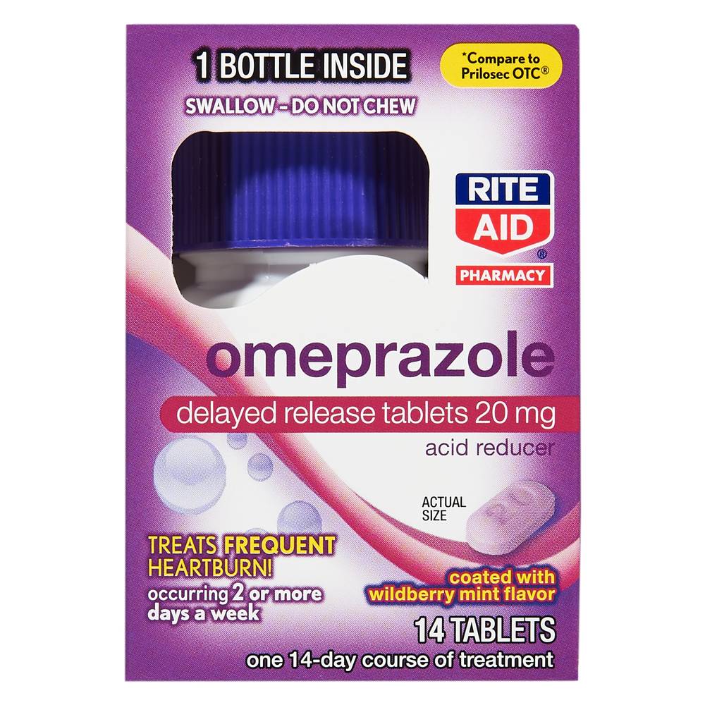 Rite Aid Omeprazole Tablets, Wildberry Mint (14 ct)