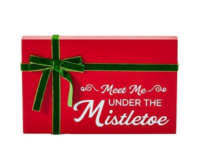 "Under The Mistletoe" Gift Bow Tabletop Box Plaque