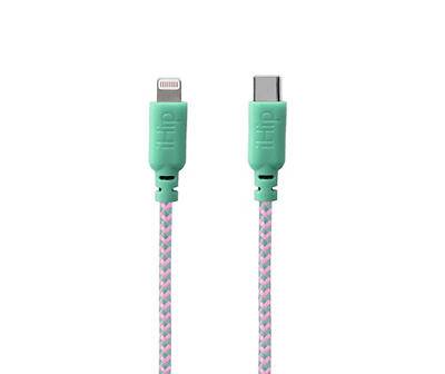 Ihip Lightning To Usb-C Braided Cable (mint-pink )
