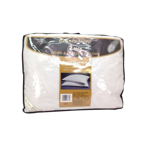 Beauty Sleep Cotton Shell Down & Feather Pillows Queen Size (2 pillows)