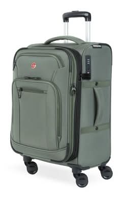 SwissGear Zurich Softside Carry on Spinner Suitcase, Green