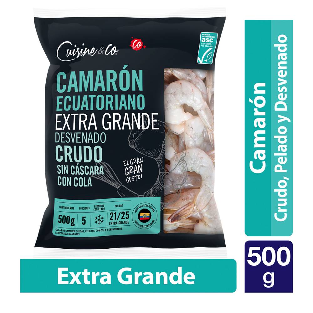 Cuisine & Co · Camarón ecuatoriano crudo extra grande desvenado (500 g)