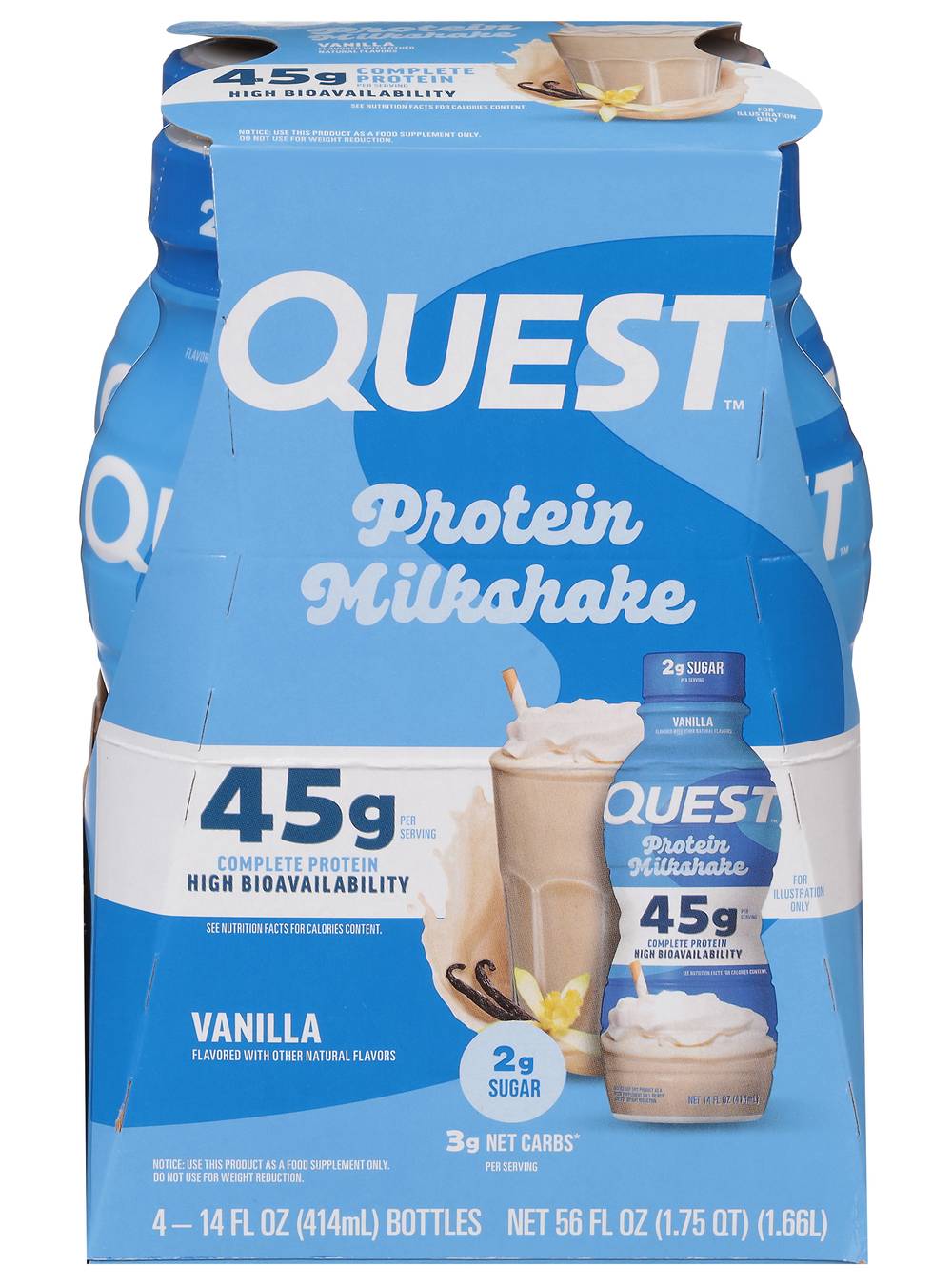 Quest Protein Milkshake, Vanilla (4 x 14 fl oz)