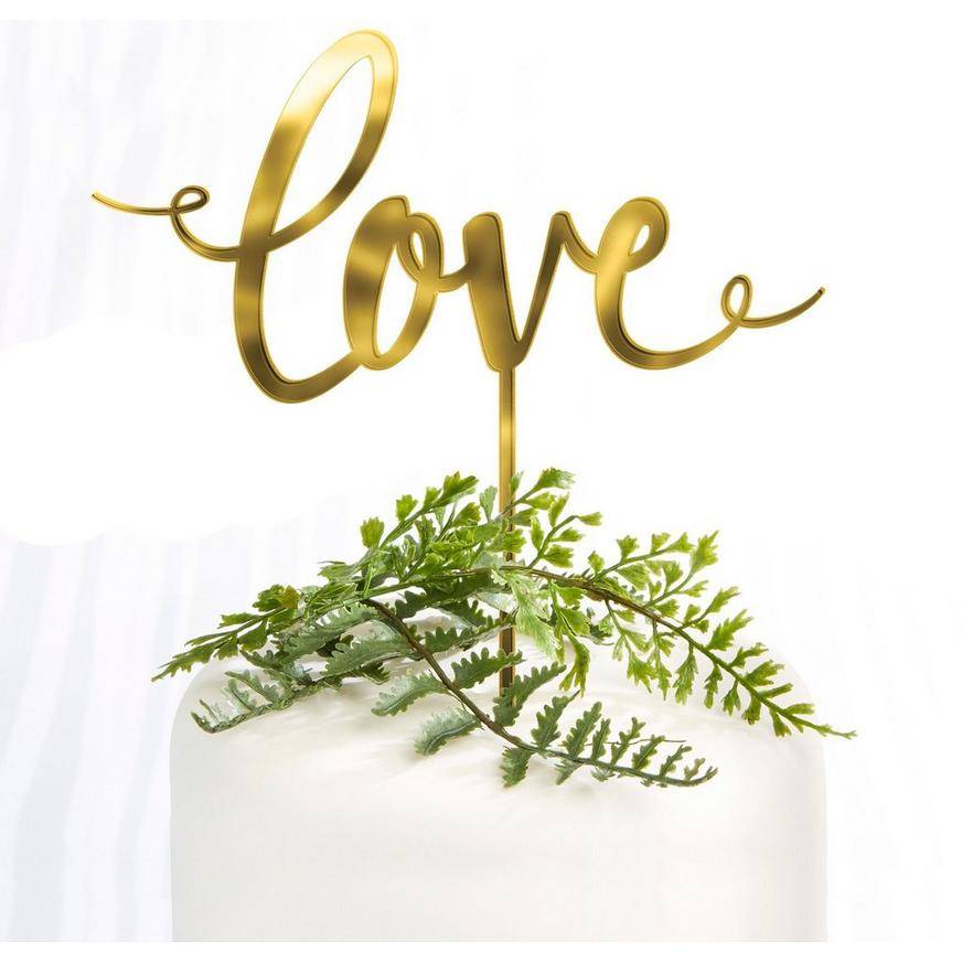 Party City Love Wedding Cake Topper (6.25 in x 6.5 in/gold)