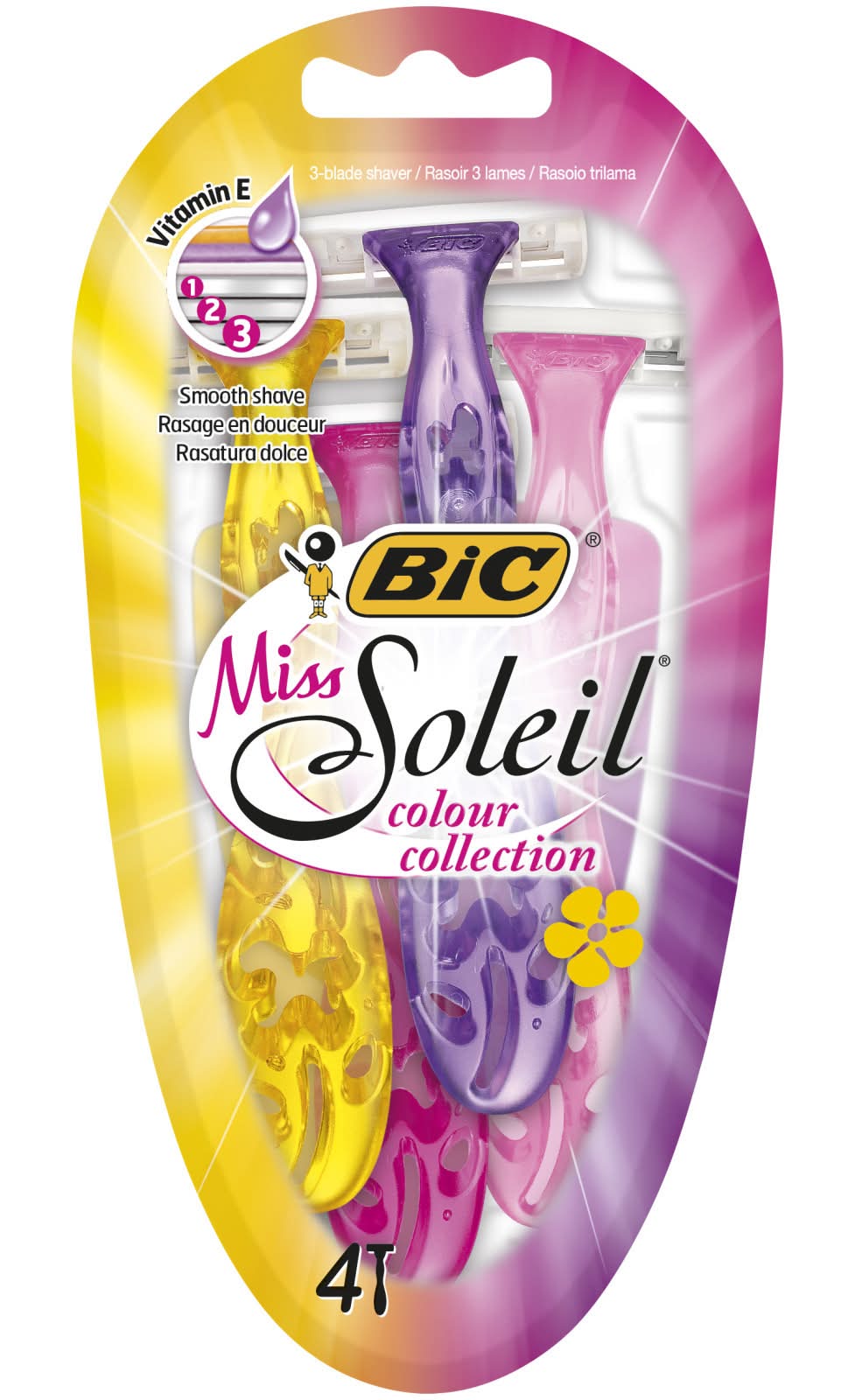 BiC - Miss soleil colour collection rasoirs jetables pour femme 3 lames (68g)