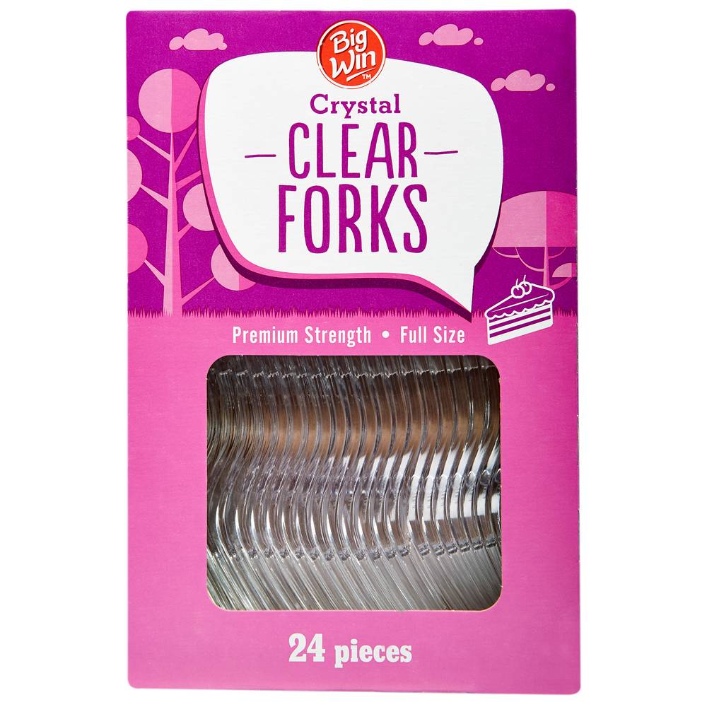 Big Win Crystal Clear Forks, full size (24 ct)