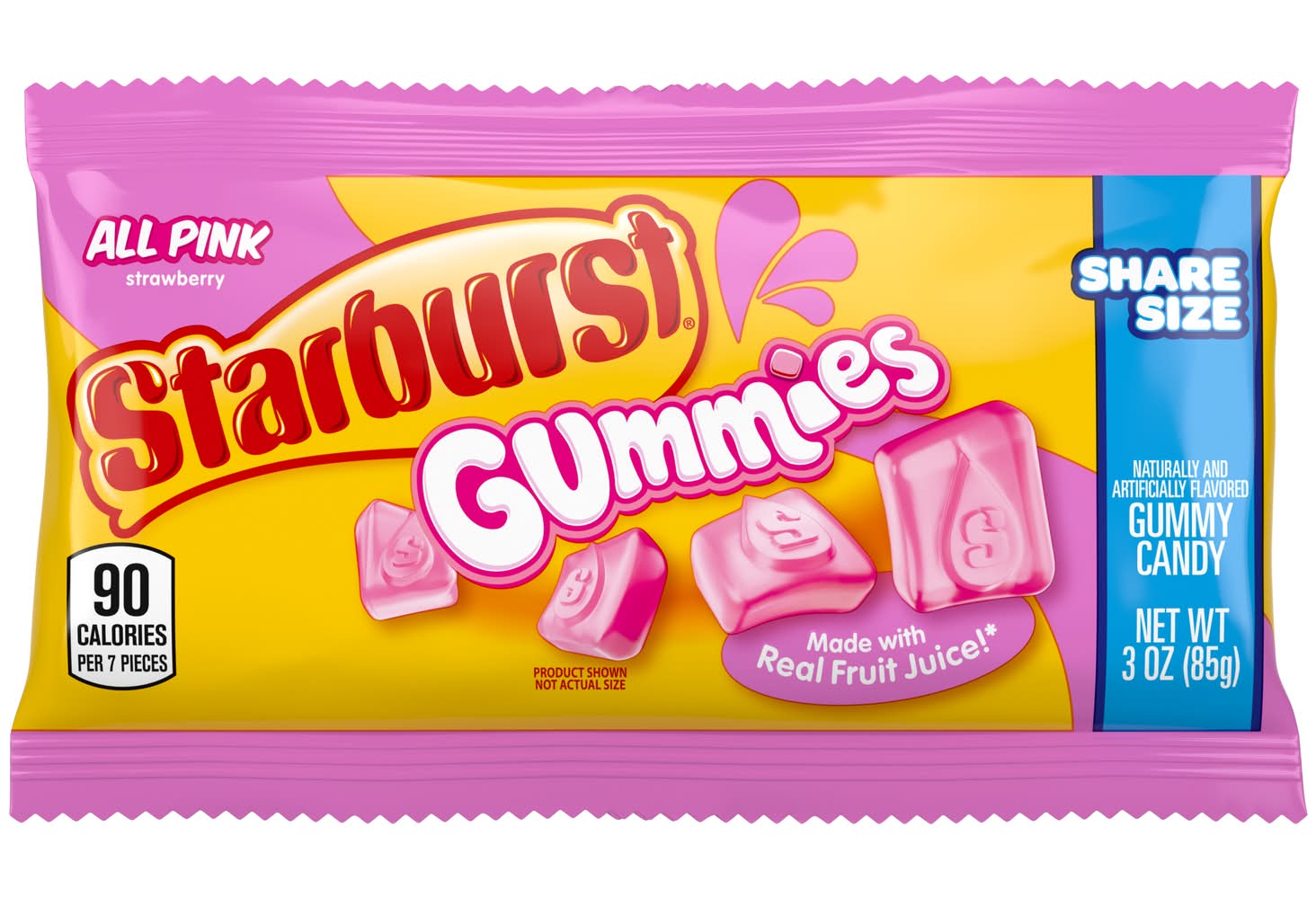 Starburst All Pink Gummy Candy, Strawberry (3 oz)