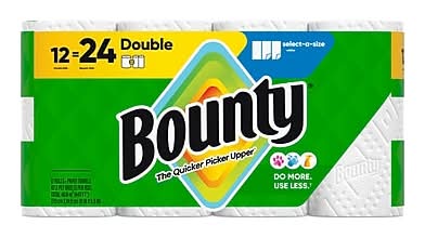 Bounty Select-A-Size Double Roll Paper Towels, 2-ply, 82 Sheets/Roll, 12 Rolls/Pack (66541/06130)