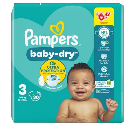 Pampers 3, Baby-Dry Nappies (30 pack)