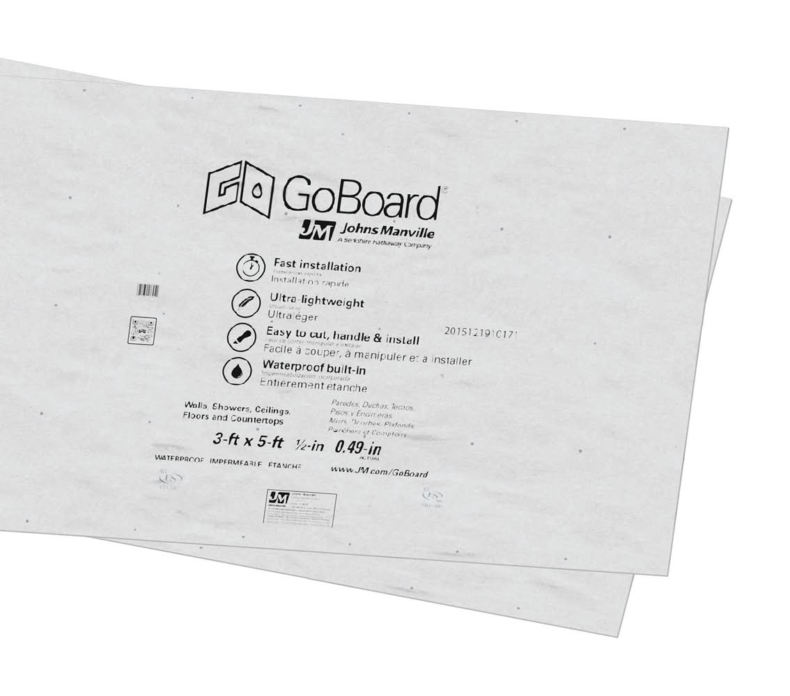 Johns Manville GoBoard 1/2-in x 3-ft x 5-ft Polyisocyanurate Backer Board Sheet