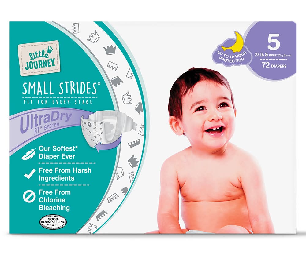 Little Journey Small Strides Ultradry Fit System Baby Diapers, Stage 5 (72 ct)