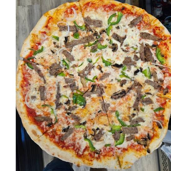 Philly Steak Deluxe with Red Sauce Pizza 18"