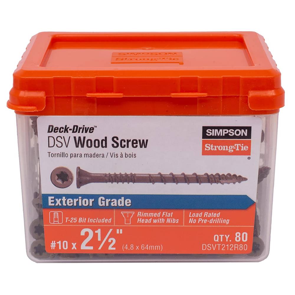 Simpson Strong-Tie #10 x 2-1/2-in Wood To Wood Deck Screws (80-Per Box) | DSVT212R80