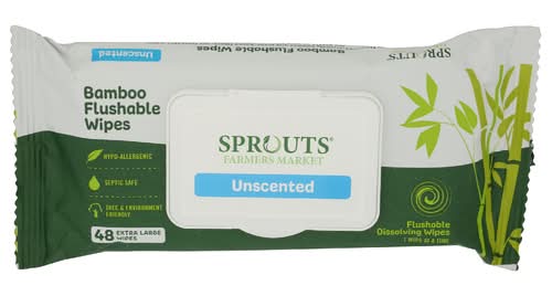 Sprouts Unscented Bamboo Flushable Wipes