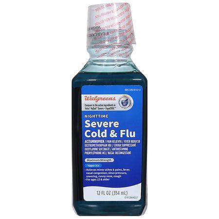 Walgreens Nighttime Severe Cold & Flu Liquid Vapor Ice - 12.0 fl oz